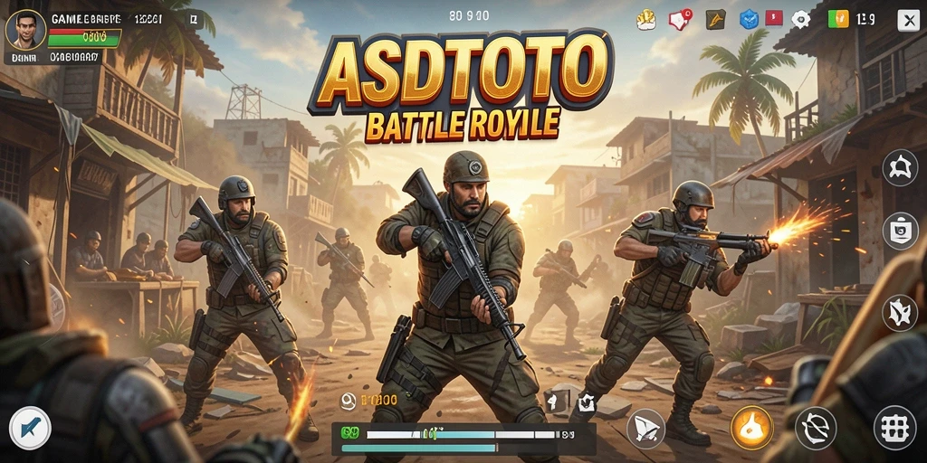 Screenshot gameplay ASDTOTO menampilkan aksi Battle Royale yang mendebarkan.