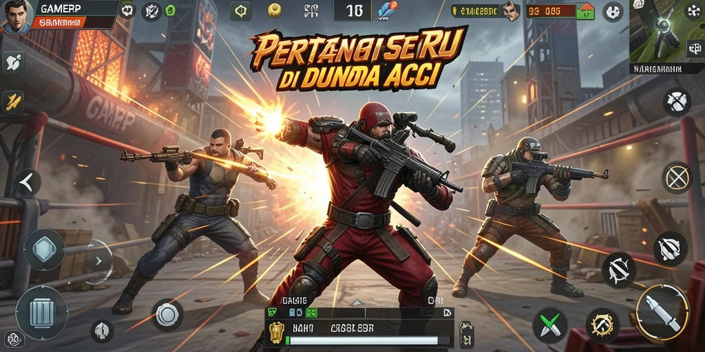 Tampilan aksi intens dalam GAMERP, menampilkan pertarungan seru.