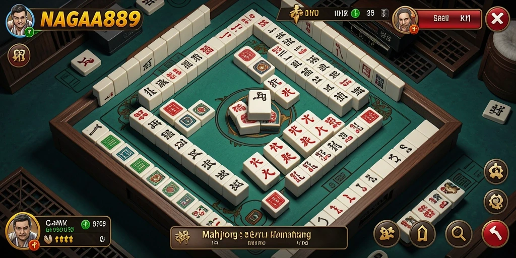 Screenshot utama NAGA889 menunjukkan gameplay Mahjong yang menarik dan menantang.