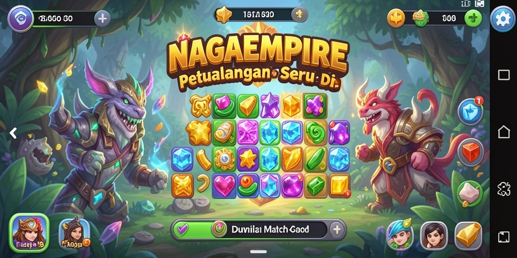 Tampilan gameplay NAGAEMPIRE yang menarik dalam aksi Match-3.