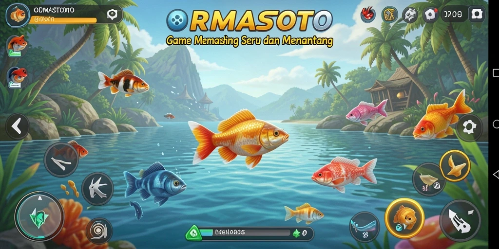 Gameplay seru ORMASTOTO dengan aksi memancing menantang.