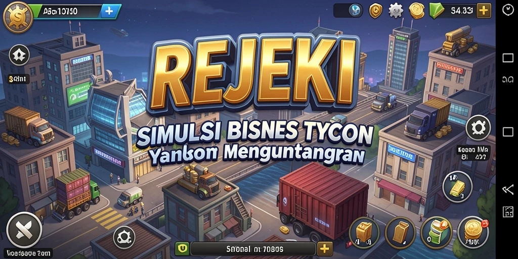 Tampilan utama gameplay Tycoon dari REJEKI menunjukkan keseruan membangun bisnis.
