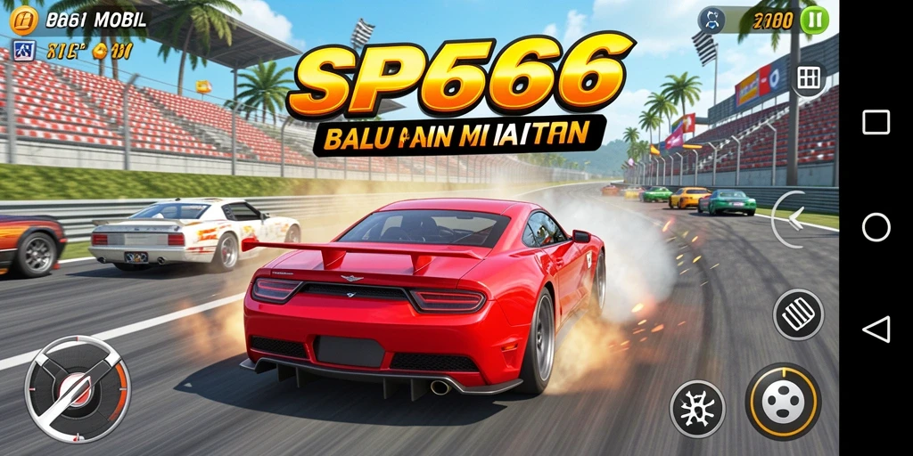 Gameplay SP666 yang penuh aksi di lintasan balap.