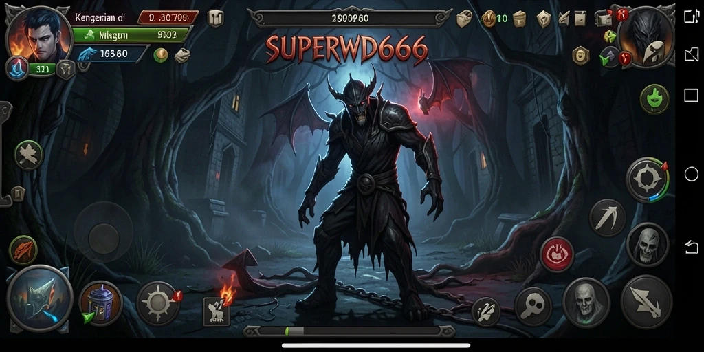 Gameplay mencekam dan suasana horor dalam SUPERWD666.