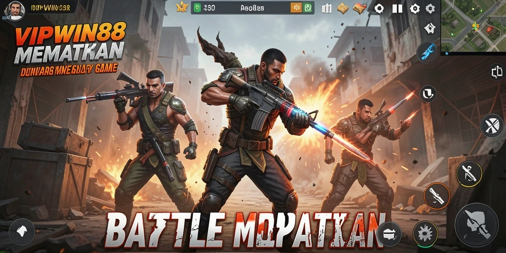 Tangkapan layar permainan <strong>VIPWIN88</strong> menampilkan aksi seru dalam mode Battle Royale.